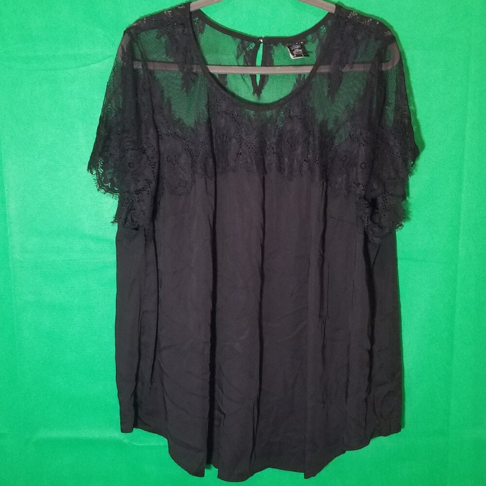 Torrid Womens Plus Size 3 Black Lace Blouse Whimsey Goth Grunge‎ Retro Witchy